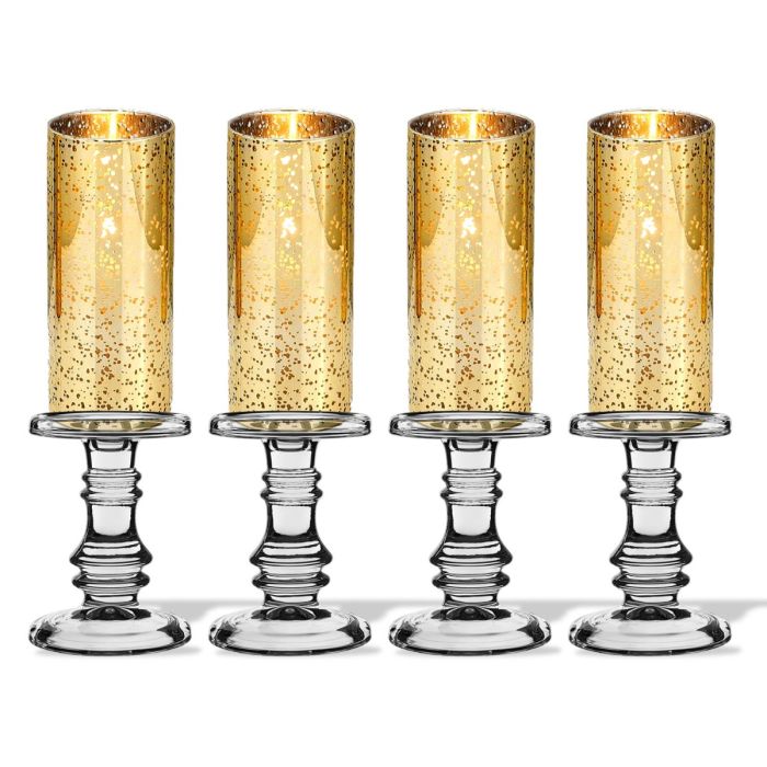 Glass Pillar Candle Holder H-6.25
