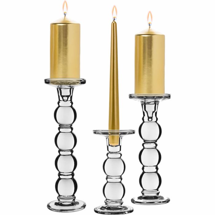 glass bubble pillar candle holder