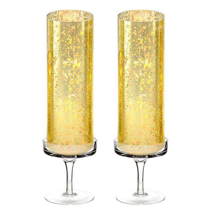 glass gold candle holder set sleeves tubes
