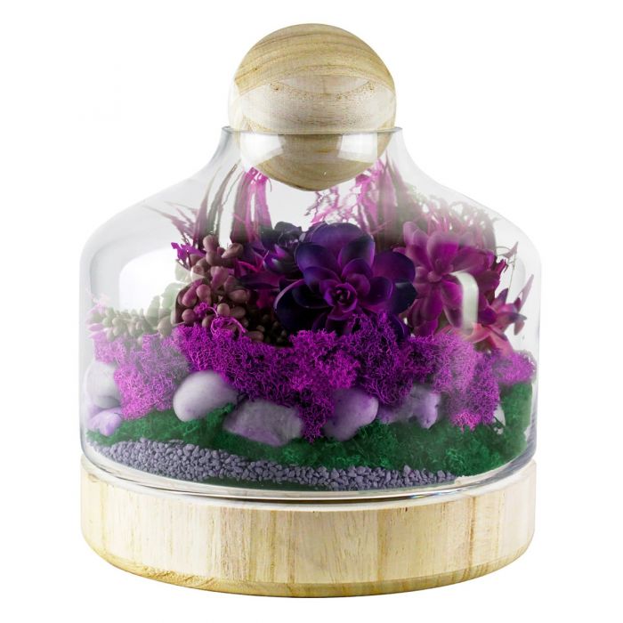 glass terrarium vases with wood stopper and base