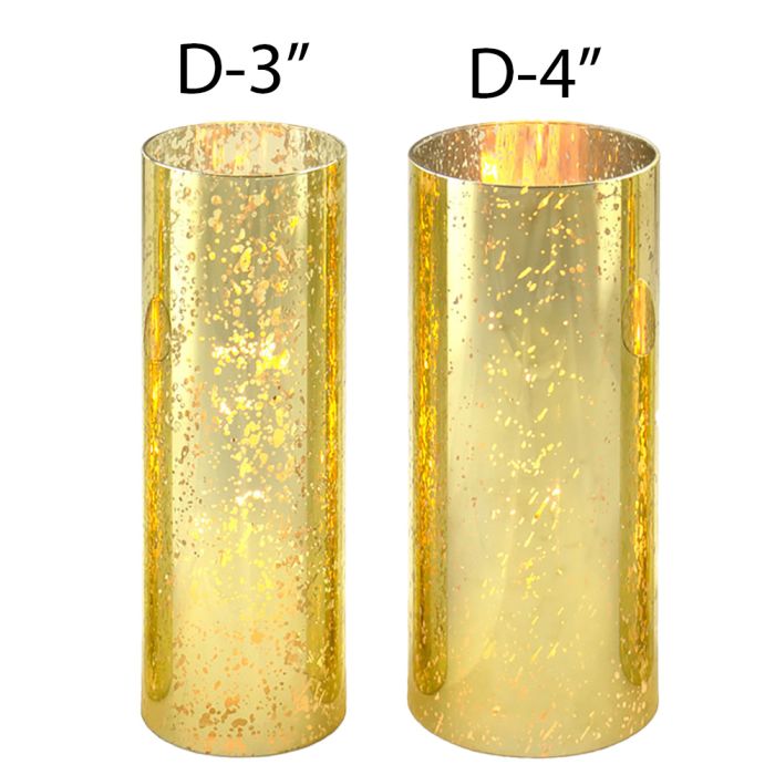 Open End Hurricane. Gold Flecked Candle Lamp Shade Cover (2 Sizes Available)