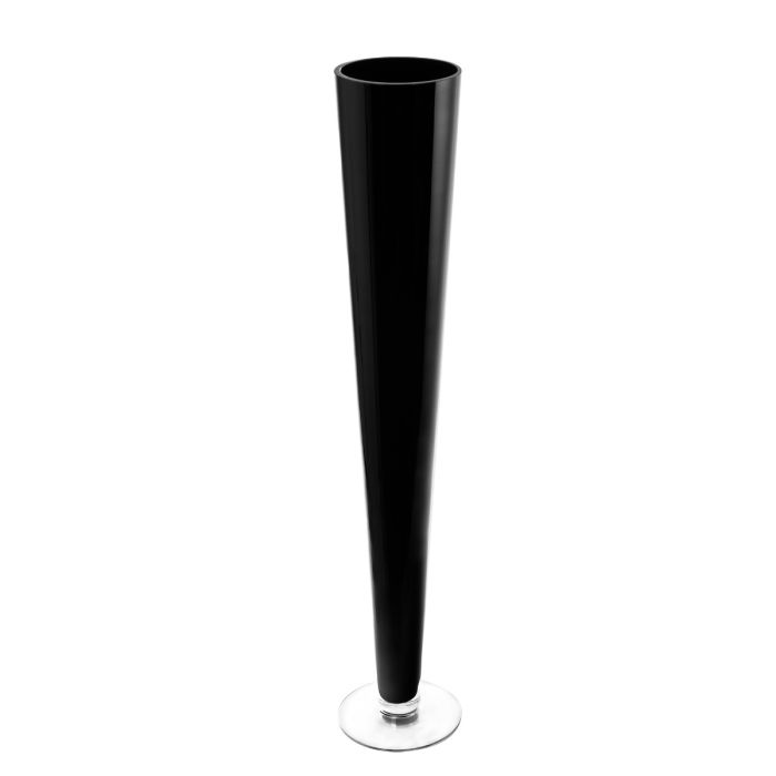 Black Glass Trumpet Vase H-28