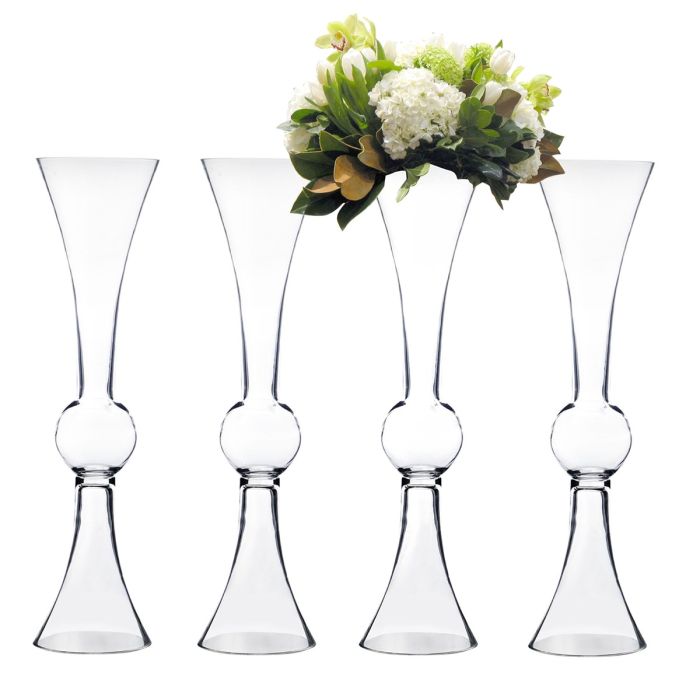 glass trumpet vases mirror reversible tall centerpieces
