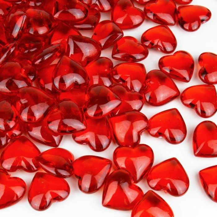 Red Acrylic Heart Vase Fillers Valentine's Day Plastic Hearts Decoration