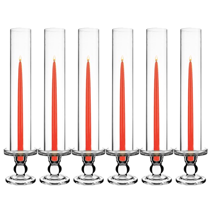 glass pillar taper candle holder with hurricane chimney tubes