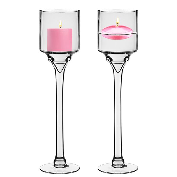glass pedestal stem candle holder hurricanes