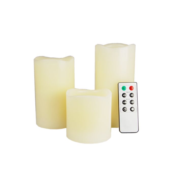 Real Wax Pillar Candles Set LED Mood Lighting with Remote Control