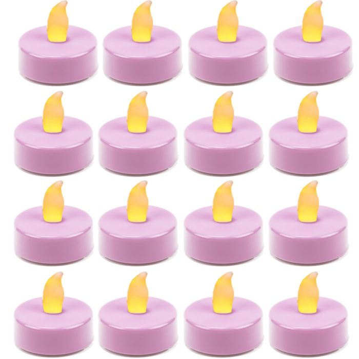 18 PINK Led Tea Light Votive Flameless Battery Candles Wedding Party Romantic 