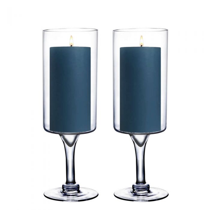 Pack of 6 pcs Glass Candle Holder H-20 Open-5 Long Pedestal Stem Wedding Event and Home Decor 