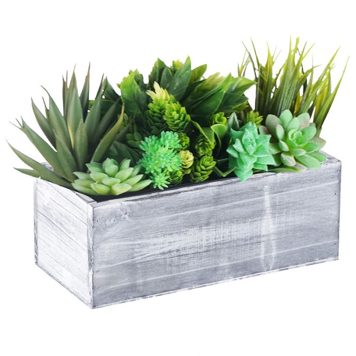 CYS EXCEL White Wooden Planter Box with Removable Plastic Liner Multiple Colors Rustic Rectangle Indoor Decorative Box 17x5 H:4 