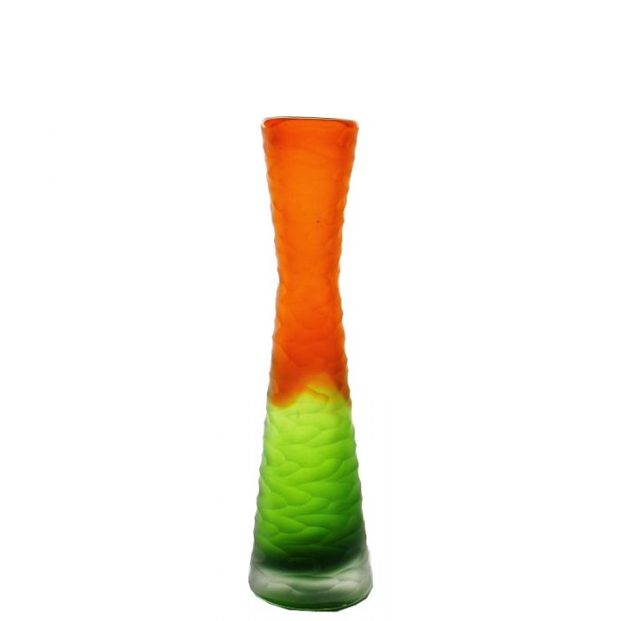 orange green carved vase