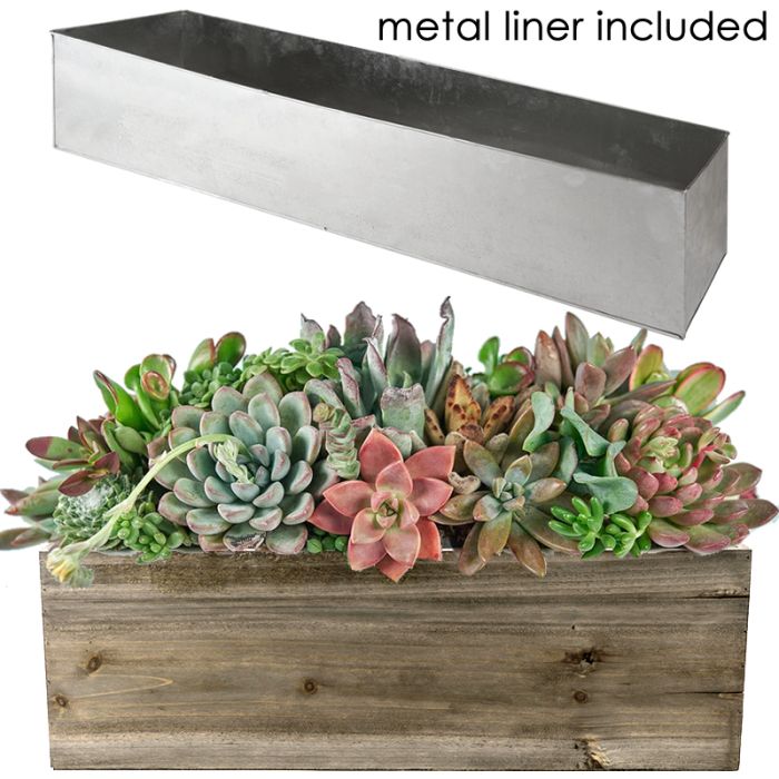 long rectangle wood planter box long table