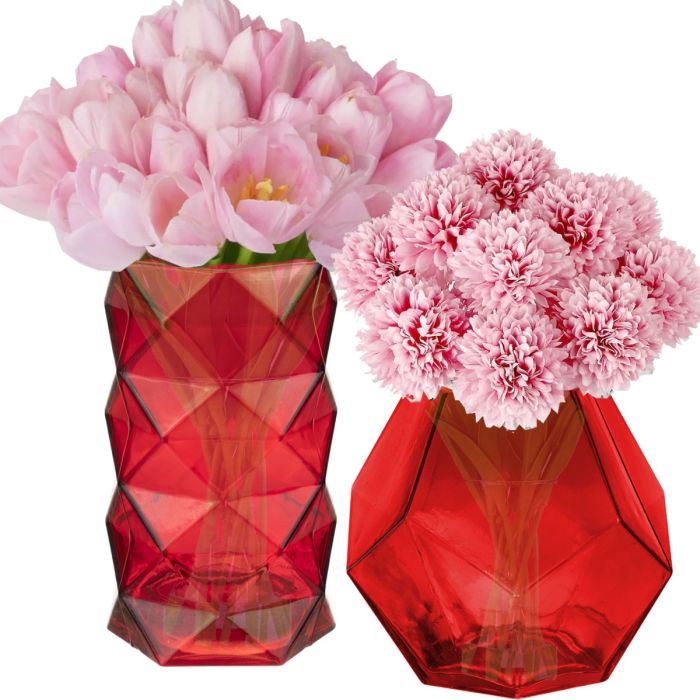 red geometric vase valentines red