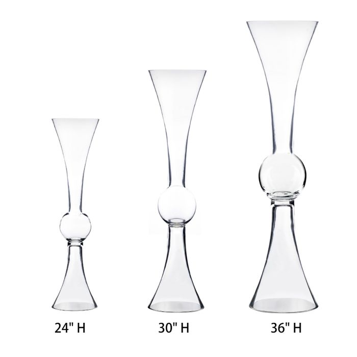 Reversible Glass Trumpet Clarinet Vase Pack of 4, H-24