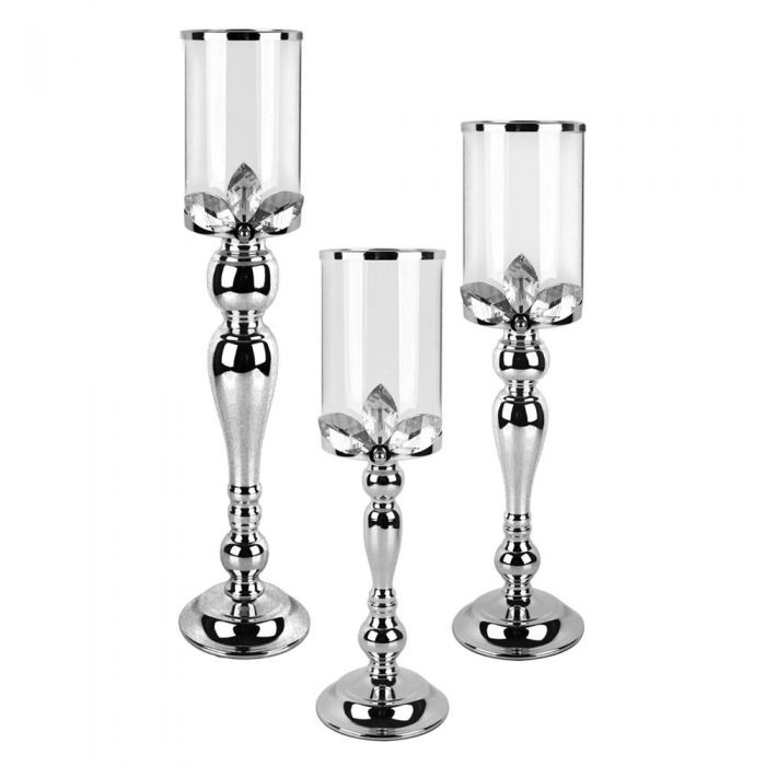 Crystal Look Petal Candlestick Candle Holders.