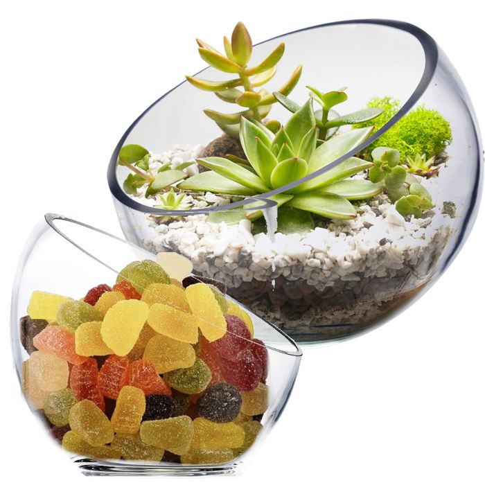 slant cut bowl tilted terrarium glass wholesale