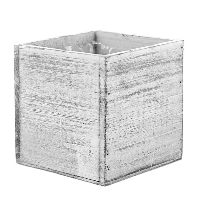 white wash 5 inches wood planter