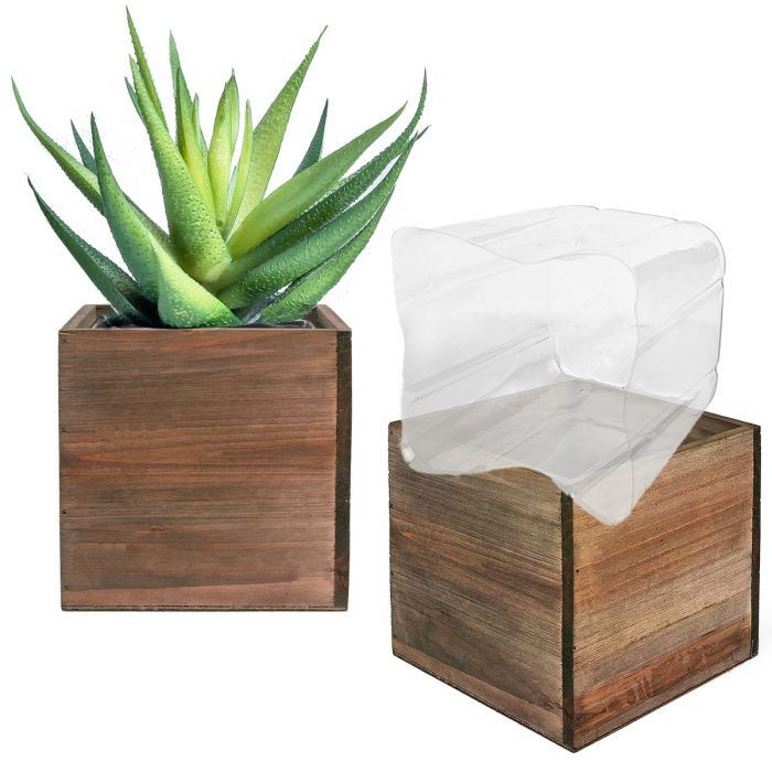 wood cube planter box 