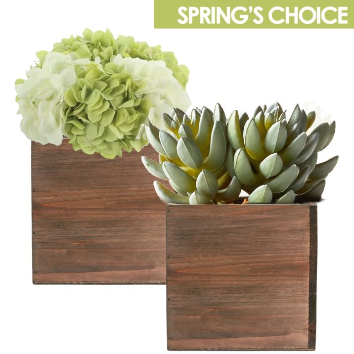 4 inches wood cube planters-spring