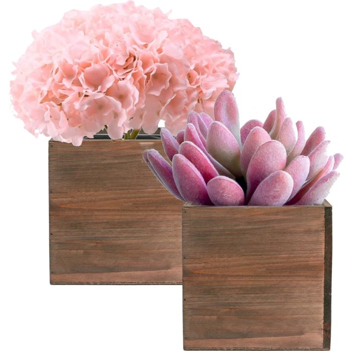 4 inches wood cube planters