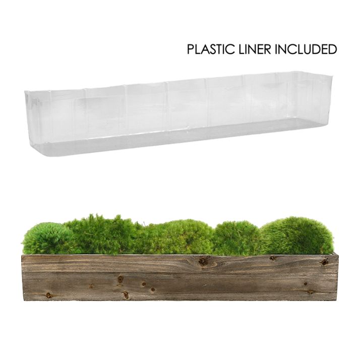 Wood Rectangle Unfinished Planter Box w/ Plastic Liner H-4