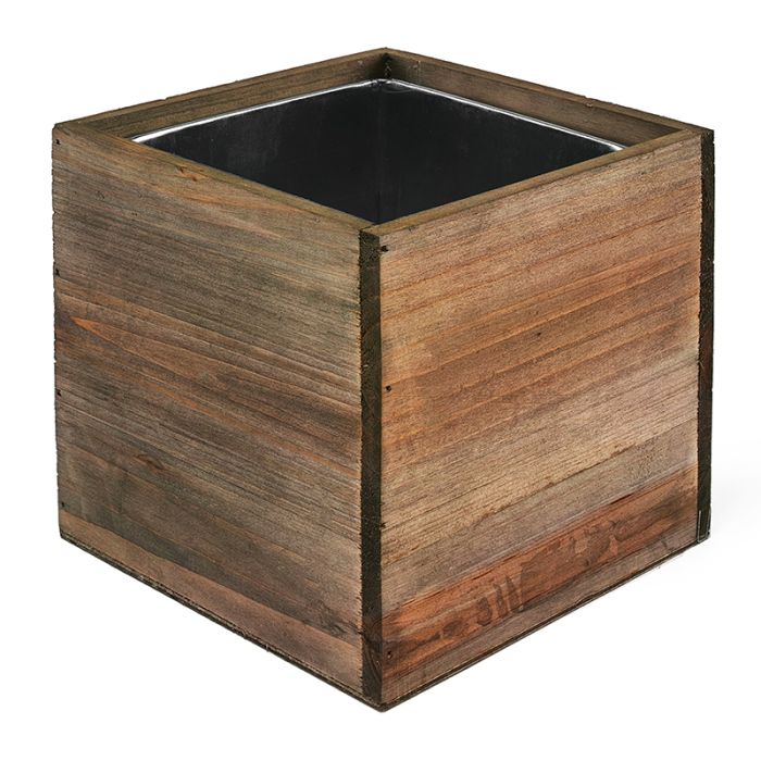 6-inch wooden planter box with zinc liner
