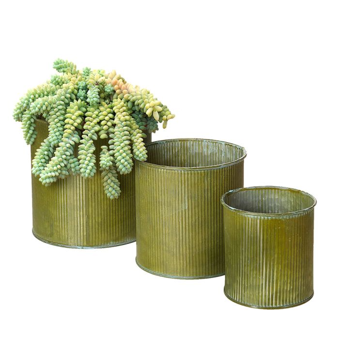 Corrugated metal cylinder planters