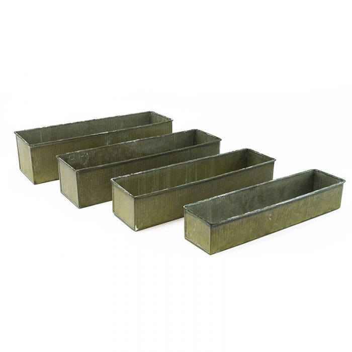Corrugated Zinc Metal Galvanized Planter Set