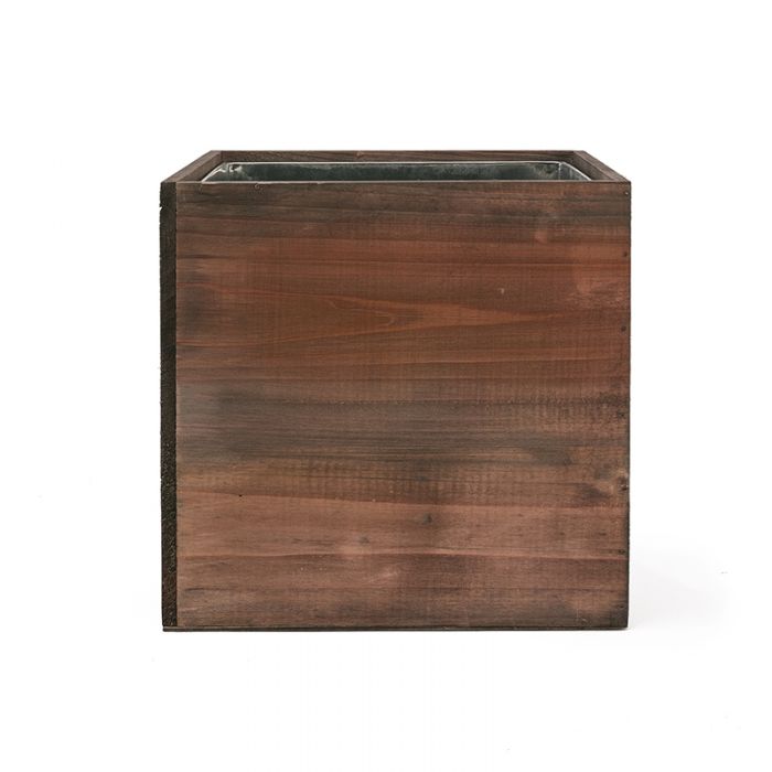 14 inch cube wooden planter box with zinc liner