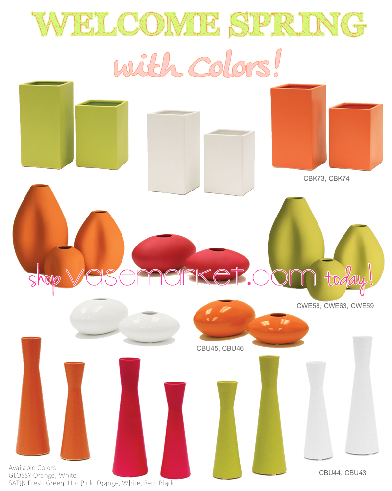 Ceramic vases in bright colors