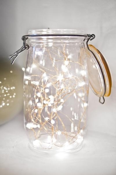fairy string lights in preservative jar